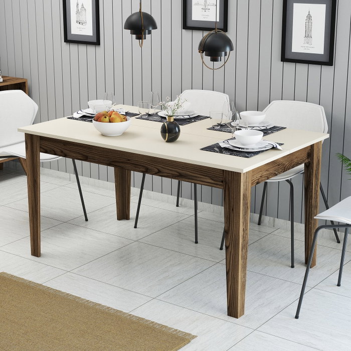 Hanah Home Milan 517 Mesa de Comedor Nogal y Crema Hanah Home Milan 517 Mesa de Comedor Nogal y Crema